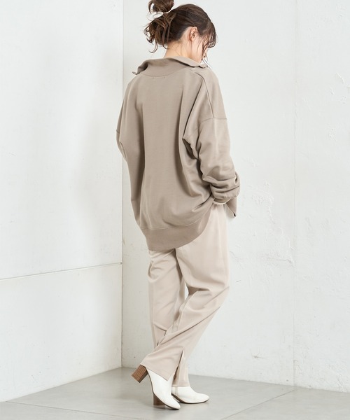 PUAL CE CIN（ピュアルセシン）の「【WEB限定】ハーフジップビッグプルオーバー（スウェット・レディース・ブラック/ベージュ/オートミール/ブルーパープル・FREE）」の15枚目の写真