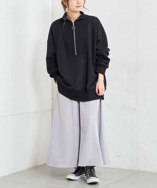 PUAL CE CIN（ピュアルセシン）の「【WEB限定】ハーフジップビッグプルオーバー（スウェット・レディース・ブラック/ベージュ/オートミール/ブルーパープル・FREE）」の6枚目の写真