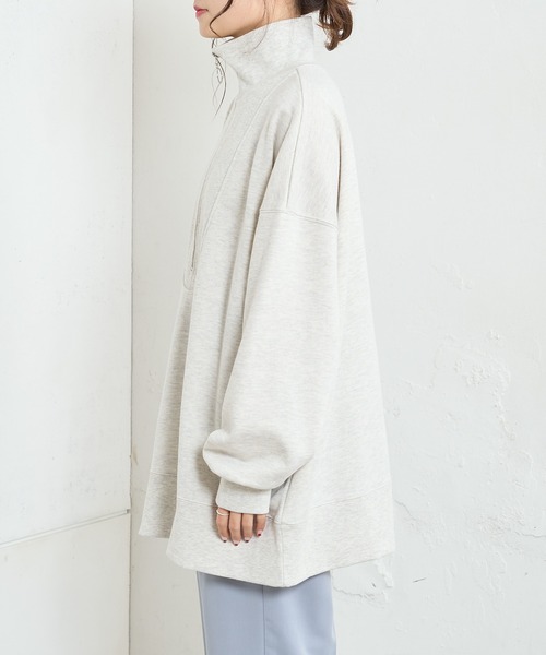 PUAL CE CIN（ピュアルセシン）の「【WEB限定】ハーフジップビッグプルオーバー（スウェット・レディース・ブラック/ベージュ/オートミール/ブルーパープル・FREE）」の14枚目の写真