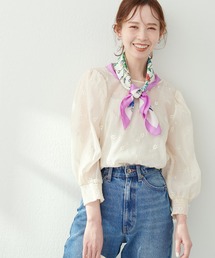 natural couture | ふわっと軽い着心地の大人かわいいチューリップ刺繍シアーブラウス(シャツ/ブラウス)