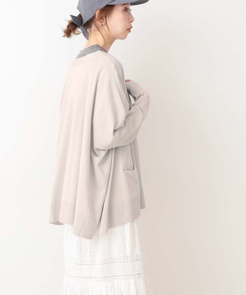 イエナ　ストレッチキュプラVネックカーディガン　グレーB IENA（イエナ）の「ストレッチキュプラVネックカーディガン