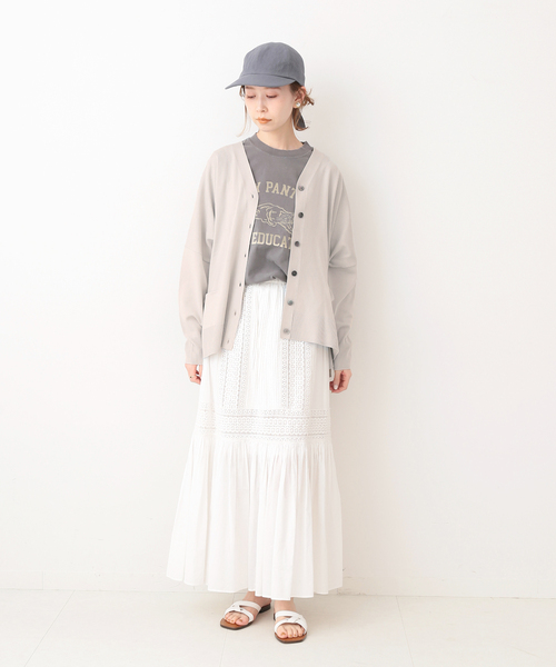 IENA(イエナ)の「ストレッチキュプラVネックカーディガン◆(カーディガン/ボレロ・レディース・ネイビー/イエロー/グレー系その他/ホワイト×ネイビー・FREE)」の12枚目の写真