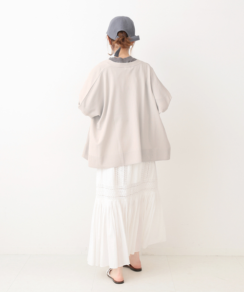 IENA(イエナ)の「ストレッチキュプラVネックカーディガン◆(カーディガン/ボレロ・レディース・ネイビー/イエロー/グレー系その他/ホワイト×ネイビー・FREE)」の14枚目の写真