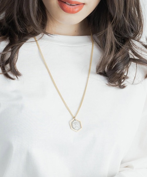 Rocky Monroe(ロッキーモンロー)の「チャーム付きデザインチェーンステンレスネックレス(ネックレス・メンズ・シルバー/ゴールド/ブラウン/ブラック・FREE)」の1枚目の写真