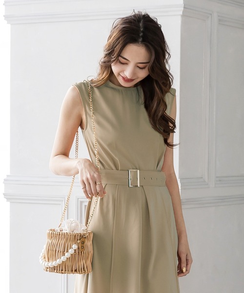 Julia Boutique（ジュリアブティック）の「ベルト付きスリットデザインマキシ丈ワンピース/22057（ワンピース・レディース・ブラック/オレンジ/ベージュ・ONE）」の7枚目の写真