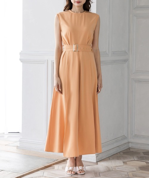 Julia Boutique（ジュリアブティック）の「ベルト付きスリットデザインマキシ丈ワンピース/22057（ワンピース・レディース・ブラック/オレンジ/ベージュ・ONE）」の11枚目の写真