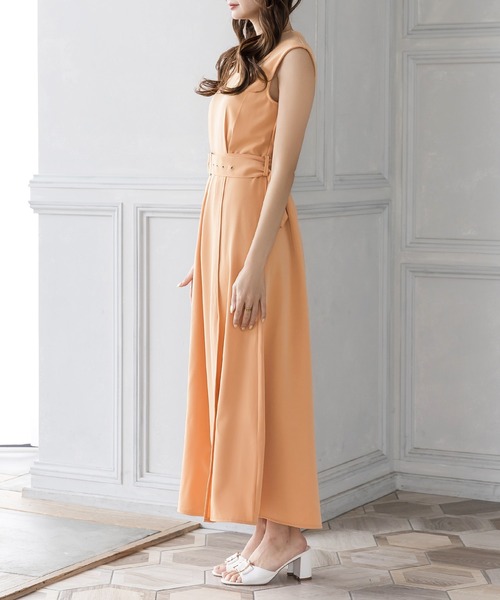 Julia Boutique（ジュリアブティック）の「ベルト付きスリットデザインマキシ丈ワンピース/22057（ワンピース・レディース・ブラック/オレンジ/ベージュ・ONE）」の12枚目の写真