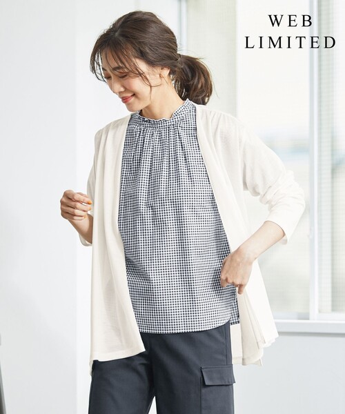 J.PRESS Ladies(J.プレス レディス)の「【WEB限定カラーあり・接触冷感・UVケア】レーヨンジャージー カーディガン(カーディガン/ボレロ・レディース・ネイビー系/ライトグリーン系/ホワイト系/ベージュ系/ライトグレー系・SMALL)」の3枚目の写真