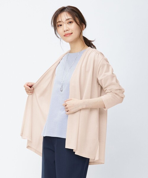 J.PRESS Ladies(J.プレス レディス)の「【WEB限定カラーあり・接触冷感・UVケア】レーヨンジャージー カーディガン(カーディガン/ボレロ・レディース・ネイビー系/ライトグリーン系/ホワイト系/ベージュ系/ライトグレー系・SMALL)」の1枚目の写真
