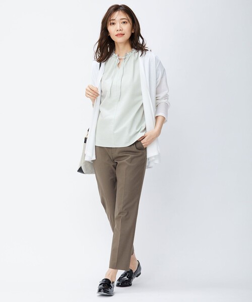 J.PRESS Ladies(J.プレス レディス)の「【WEB限定カラーあり・接触冷感・UVケア】レーヨンジャージー カーディガン(カーディガン/ボレロ・レディース・ネイビー系/ライトグリーン系/ホワイト系/ベージュ系/ライトグレー系・SMALL)」の9枚目の写真