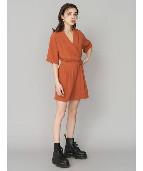 EVRIS(エヴリス)の「サイドベルトショートコンビネゾン(つなぎ/オールインワン・レディース・ブラック/アイボリー/オレンジ・FREE)」の21枚目の写真