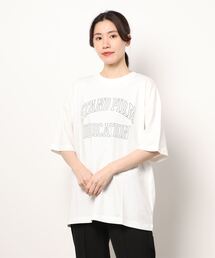 Samansa Mos2 blue | ロゴビッグTシャツ(Tシャツ/カットソー)