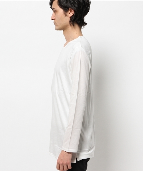 Lui's（ルイス）の「Lui's(ルイス) サイドスリットロングカットソー（Tシャツ/カットソー・メンズ・ブラック/ホワイト・SMALL/MEDIUM）」の5枚目の写真