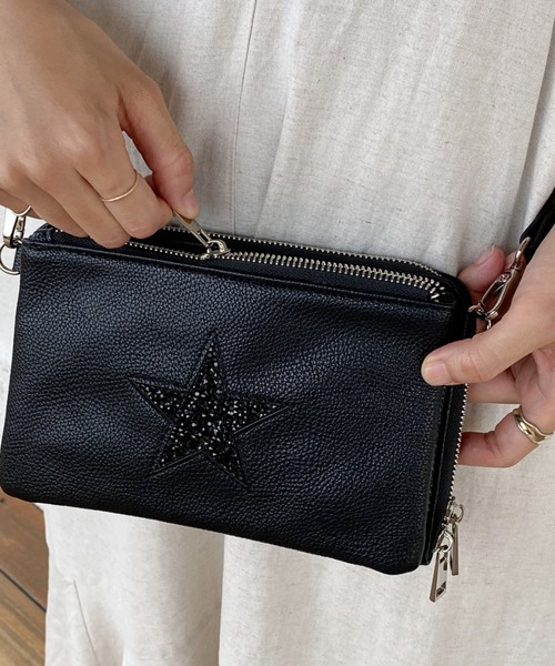 Actually（アクチュアリー）の「JELLY星 ダブルウォレット ショルダーバッグ お財布ショルダー（ショルダーバッグ・レディース・ライトグレー/ブラック/シルバー・フリー）」の16枚目の写真