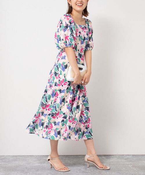 NOLLEY’S Sophi(ノーリーズソフィ)の「カットジャガードプリントワンピース(ワンピース・レディース・ホワイト系その他4・38/36)」の1枚目の写真