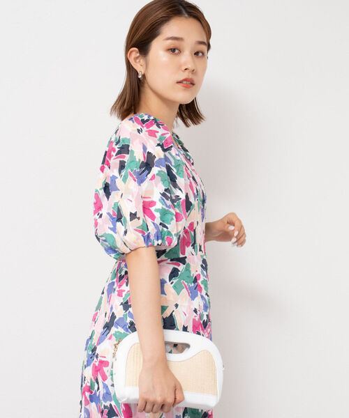 NOLLEY’S Sophi(ノーリーズソフィ)の「カットジャガードプリントワンピース(ワンピース・レディース・ホワイト系その他4・38/36)」の2枚目の写真