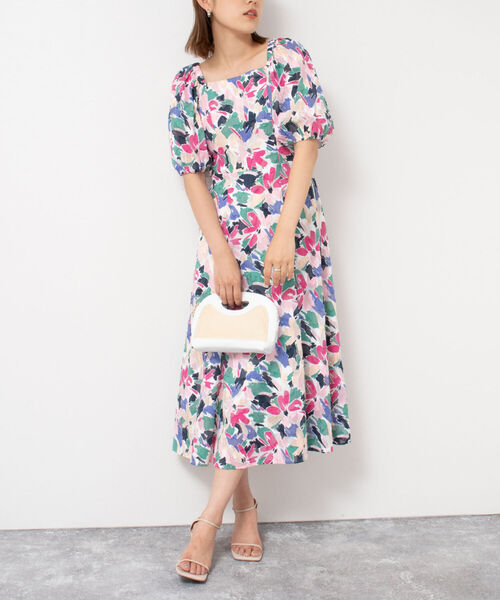 NOLLEY’S Sophi(ノーリーズソフィ)の「カットジャガードプリントワンピース(ワンピース・レディース・ホワイト系その他4・38/36)」の3枚目の写真