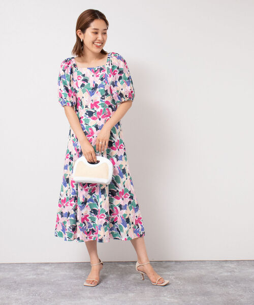 NOLLEY’S Sophi(ノーリーズソフィ)の「カットジャガードプリントワンピース(ワンピース・レディース・ホワイト系その他4・38/36)」の6枚目の写真