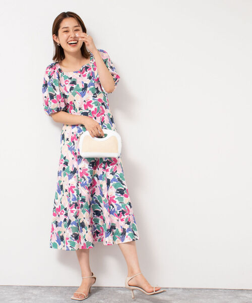 NOLLEY’S Sophi(ノーリーズソフィ)の「カットジャガードプリントワンピース(ワンピース・レディース・ホワイト系その他4・38/36)」の8枚目の写真
