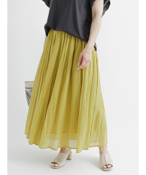 Samansa Mos2 blue(サマンサモスモスブルー)の「ボイルギャザースカート(スカート・レディース・イエロー/オレンジ/ブルー/グリーン/チャコール・フリ-)」の7枚目の写真