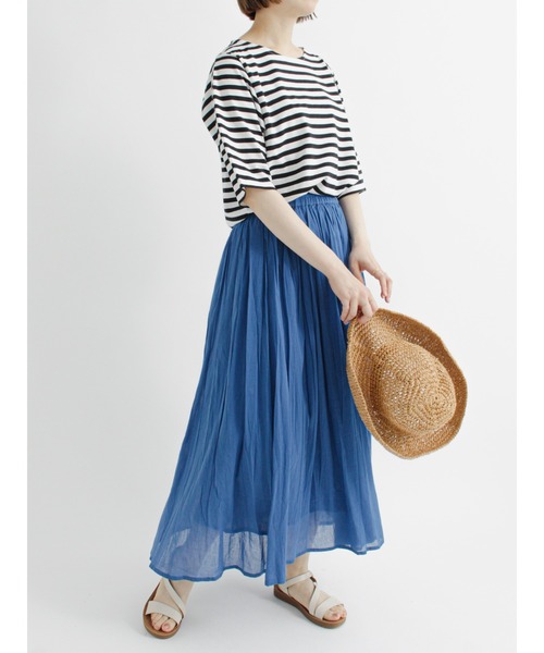 Samansa Mos2 blue(サマンサモスモスブルー)の「ボイルギャザースカート(スカート・レディース・イエロー/オレンジ/ブルー/グリーン/チャコール・フリ-)」の13枚目の写真