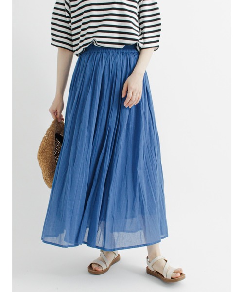 Samansa Mos2 blue(サマンサモスモスブルー)の「ボイルギャザースカート(スカート・レディース・イエロー/オレンジ/ブルー/グリーン/チャコール・フリ-)」の15枚目の写真