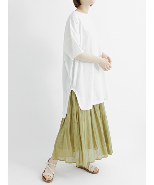 Samansa Mos2 blue(サマンサモスモスブルー)の「ボイルギャザースカート(スカート・レディース・イエロー/オレンジ/ブルー/グリーン/チャコール・フリ-)」の9枚目の写真