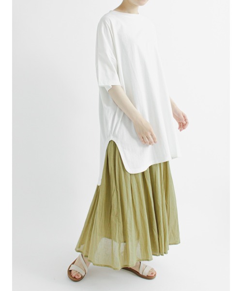 Samansa Mos2 blue(サマンサモスモスブルー)の「ボイルギャザースカート(スカート・レディース・イエロー/オレンジ/ブルー/グリーン/チャコール・フリ-)」の10枚目の写真