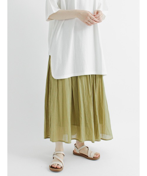 Samansa Mos2 blue(サマンサモスモスブルー)の「ボイルギャザースカート(スカート・レディース・イエロー/オレンジ/ブルー/グリーン/チャコール・フリ-)」の11枚目の写真