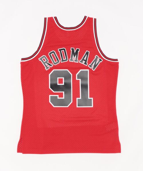 Mitchell&Ness(ミッチェル&ネス)の「Mitchell&Ness SwingmanジャージCBUアカ-#91 D Rodman(その他トップス・メンズ・レッド・M/L)」の2枚目の写真
