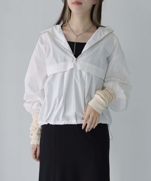 HER CLOSET(ハークローゼット)の「【shemoshelly】アノラックシャツブラウス(シャツ/ブラウス・レディース・ブラック/オフホワイト/ライトベージュ・M)」の2枚目の写真