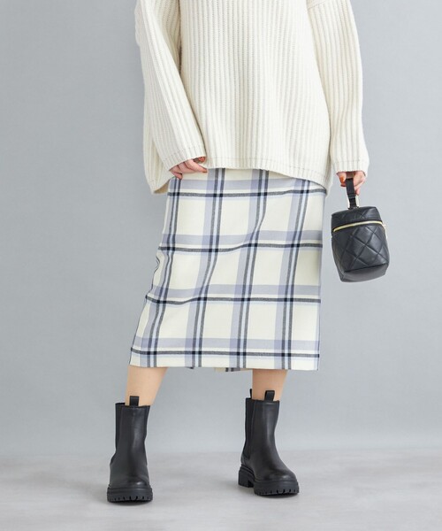 サカイ　チェックウール×レースタイトスカート 中古・古着通販】sacai (サカイ) レイヤードデザインチェック
