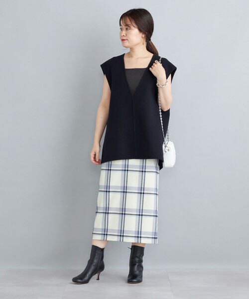 新品　sheller シェリエ　toyzip チェック　タイトスカート sheller】TOY ZIPギンガムチェックタイトスカート