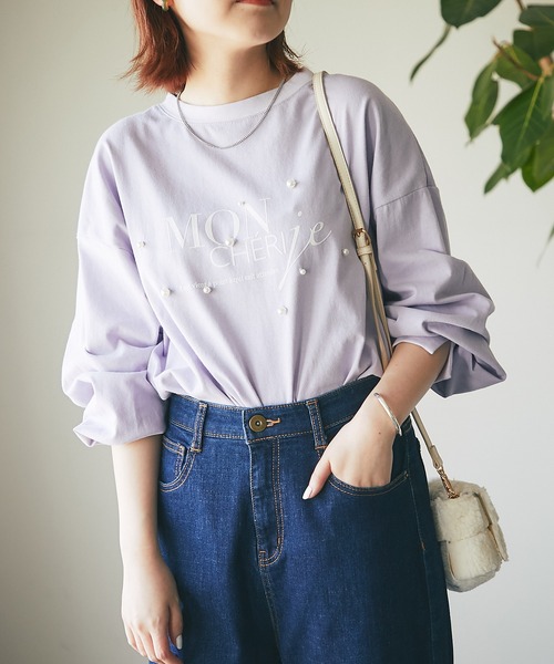 un dix cors(アンディコール)の「ワンポイント パール×ロゴプルオーバー(Tシャツ/カットソー・レディース・パープル/チャコールグレー/オフホワイト・FREE)」の18枚目の写真