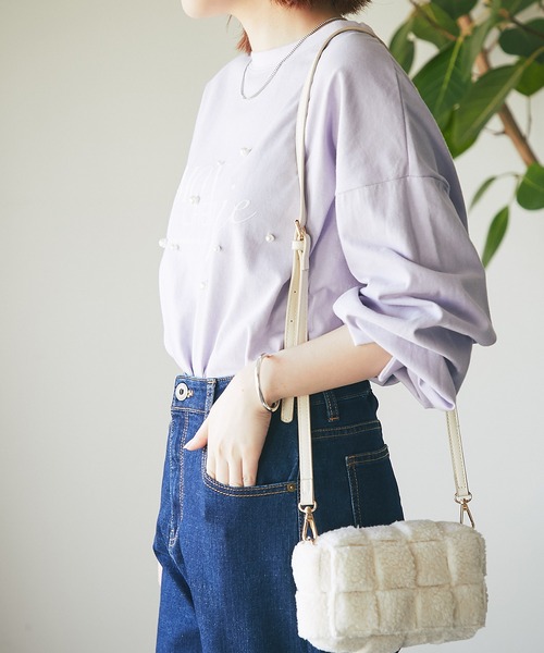 un dix cors(アンディコール)の「ワンポイント パール×ロゴプルオーバー(Tシャツ/カットソー・レディース・パープル/チャコールグレー/オフホワイト・FREE)」の19枚目の写真