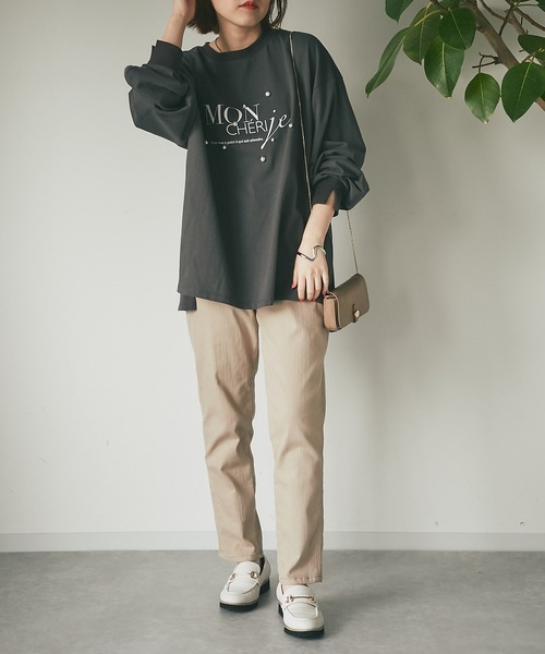 un dix cors(アンディコール)の「ワンポイント パール×ロゴプルオーバー(Tシャツ/カットソー・レディース・パープル/チャコールグレー/オフホワイト・FREE)」の7枚目の写真