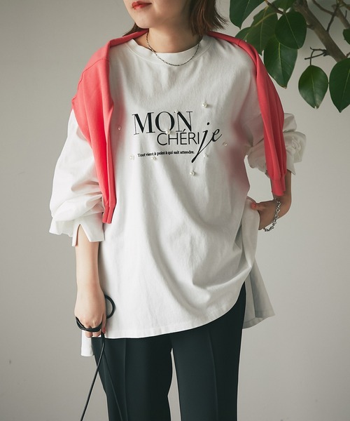 un dix cors(アンディコール)の「ワンポイント パール×ロゴプルオーバー(Tシャツ/カットソー・レディース・パープル/チャコールグレー/オフホワイト・FREE)」の10枚目の写真