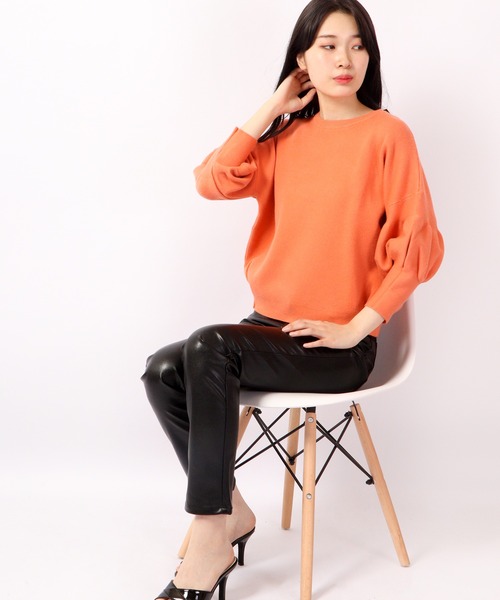 TRANOI（トラノイ）の「TRANOI 七分袖セーター（ニット/セーター・レディース・オレンジ・FREE）」の6枚目の写真
