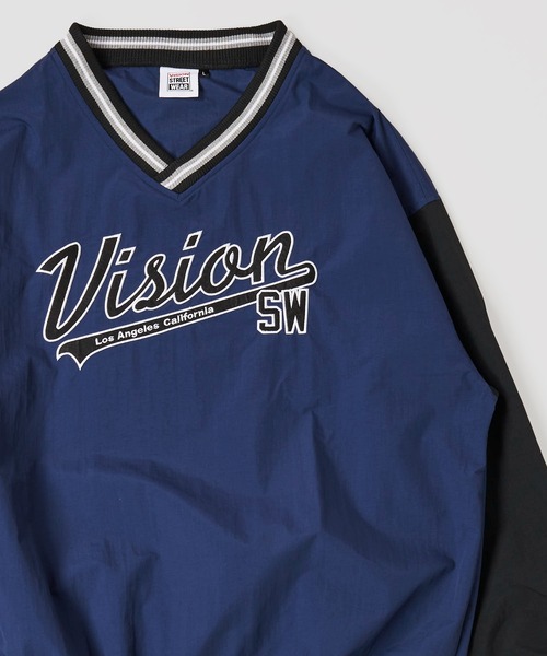 VISION STREET WEAR（ヴィジョンストリートウェア）の「【VISION STREET WEAR】リブライン ビッグシルエット ナイロンプルオーバー（スウェット・レディース・ネイビー/マスタード/グリーン/ブラック・LARGE/X-LARGE/MEDIUM）」の4枚目の写真