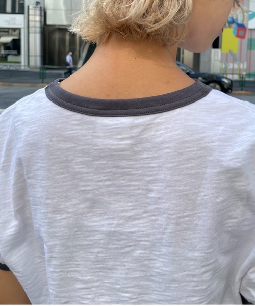 CIAOPANIC(チャオパニック)の「ヴィンテージライクリンガーTシャツ(Tシャツ/カットソー・レディース・チャコールグレー/グリーン・FREE)」の21枚目の写真