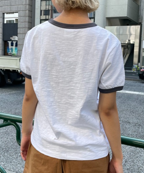 CIAOPANIC(チャオパニック)の「ヴィンテージライクリンガーTシャツ(Tシャツ/カットソー・レディース・チャコールグレー/グリーン・FREE)」の14枚目の写真