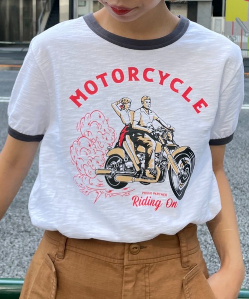 CIAOPANIC(チャオパニック)の「ヴィンテージライクリンガーTシャツ(Tシャツ/カットソー・レディース・チャコールグレー/グリーン・FREE)」の9枚目の写真