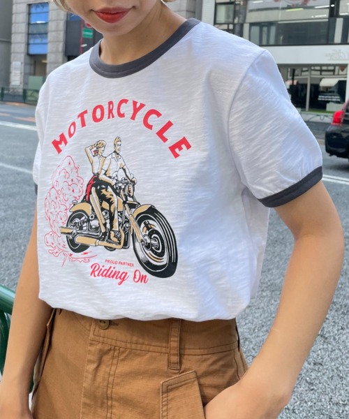 CIAOPANIC(チャオパニック)の「ヴィンテージライクリンガーTシャツ(Tシャツ/カットソー・レディース・チャコールグレー/グリーン・FREE)」の10枚目の写真
