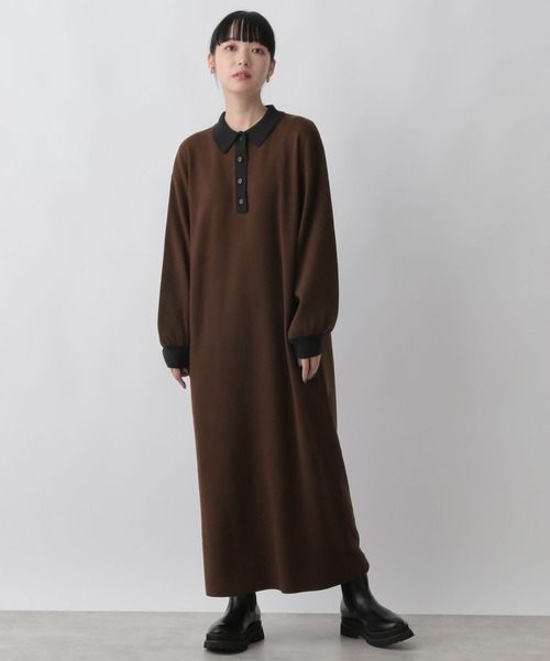 LOWRYS FARM（ローリーズファーム）の「ニットポロワンピース　294702（ワンピース・レディース・ブラック/ブラウン/アイボリー・FREE）」の4枚目の写真