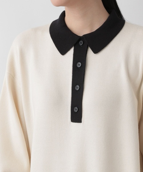 LOWRYS FARM（ローリーズファーム）の「ニットポロワンピース　294702（ワンピース・レディース・ブラック/ブラウン/アイボリー・FREE）」の7枚目の写真