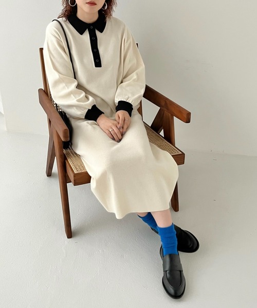 LOWRYS FARM（ローリーズファーム）の「ニットポロワンピース　294702（ワンピース・レディース・ブラック/ブラウン/アイボリー・FREE）」の18枚目の写真