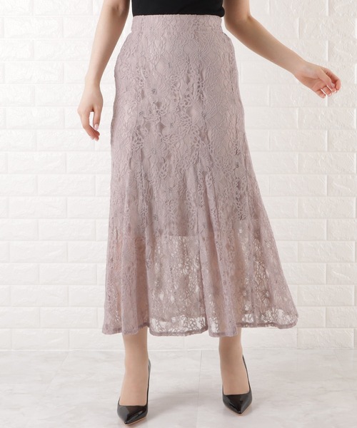 Lace Ladies(レースレディース)の「総レースロングスカート(スカート・レディース・ブラック/ネイビー/パープル/ベージュ・L/M/S)」の7枚目の写真