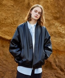 JUNRED | マシュマロスウェード / PUレザー ルーズMA-1ブルゾン(MA-1)