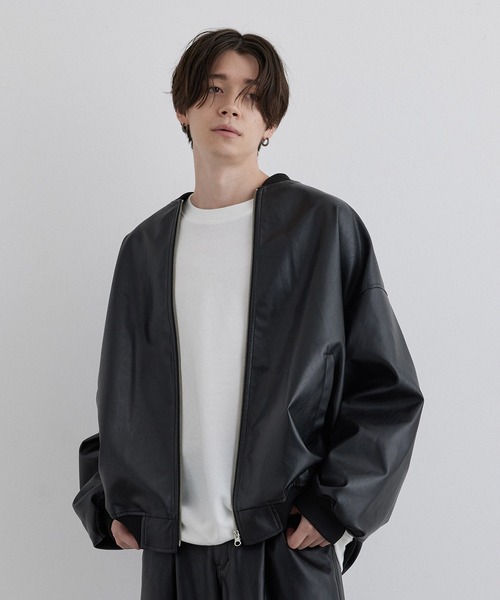 JUNRED（ジュンレッド）の「マシュマロスウェード / PUレザー ルーズMA-1ブルゾン（MA-1・メンズ・ブラック/チャコールグレー・S/M/L）」の22枚目の写真