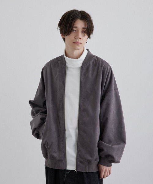 JUNRED（ジュンレッド）の「マシュマロスウェード / PUレザー ルーズMA-1ブルゾン（MA-1・メンズ・ブラック/チャコールグレー・S/M/L）」の20枚目の写真